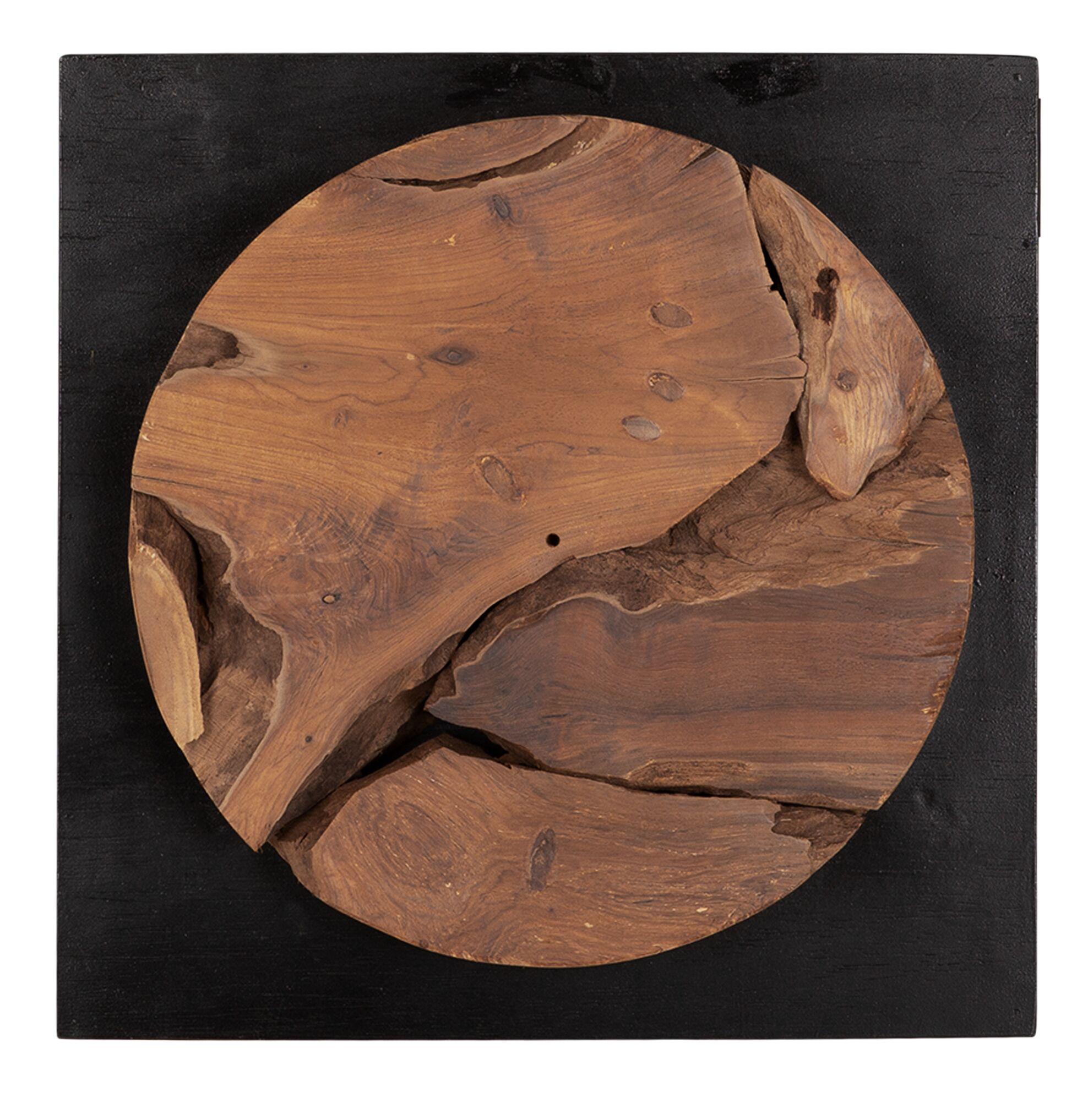 MUST LIVING, Wanddeko Panel Roots, recyceltes Teakholz, braun, 35x35cm