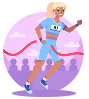 A drawing of a woman running