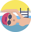 A cartoon swimmer