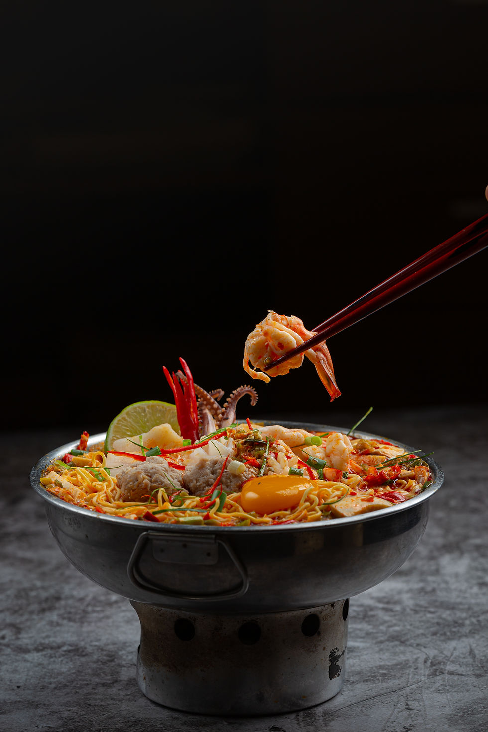Seafood tom yum at a live music restaurant in Penang