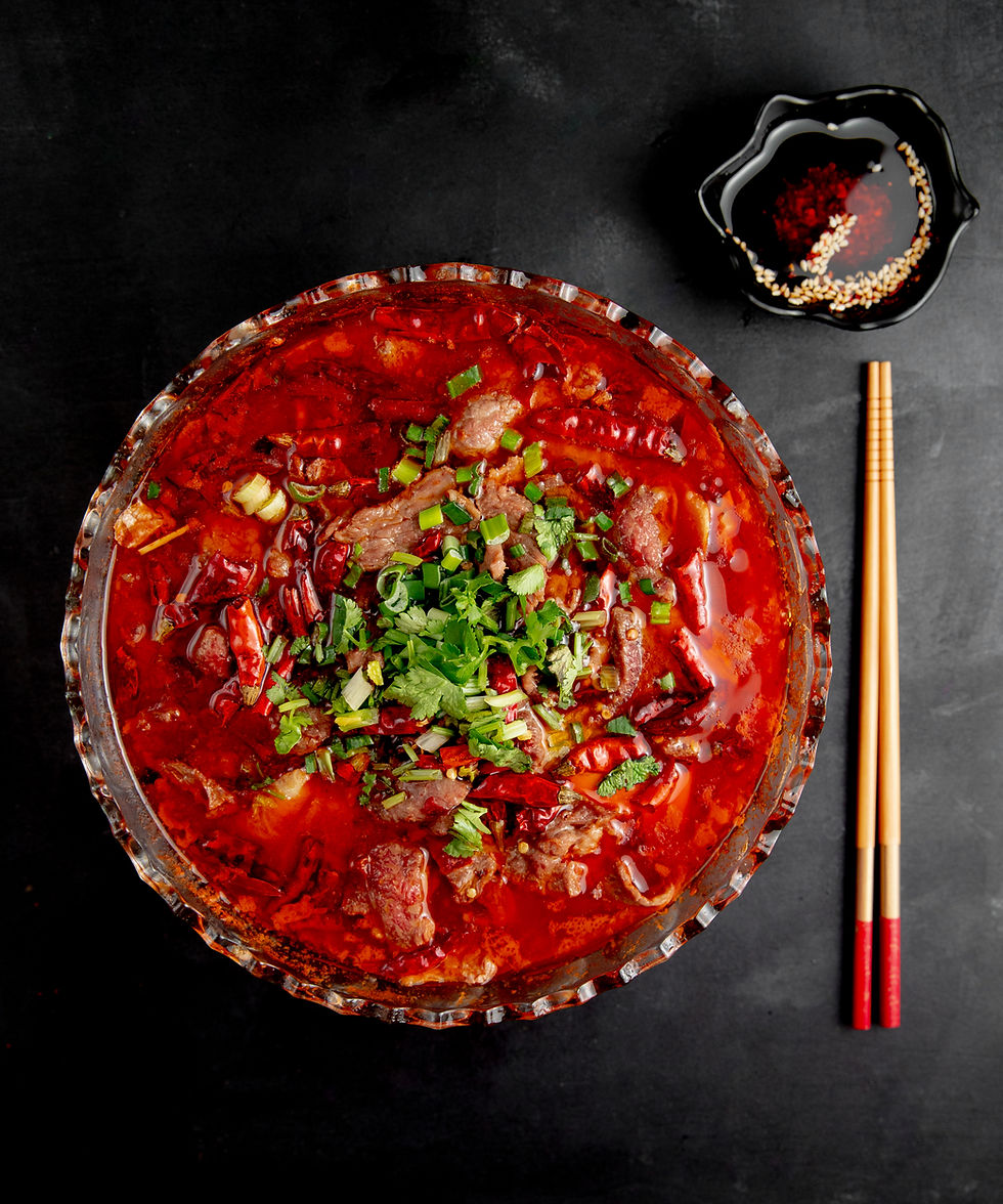Spicy Sichuan beef at a live music restaurant in Penang
