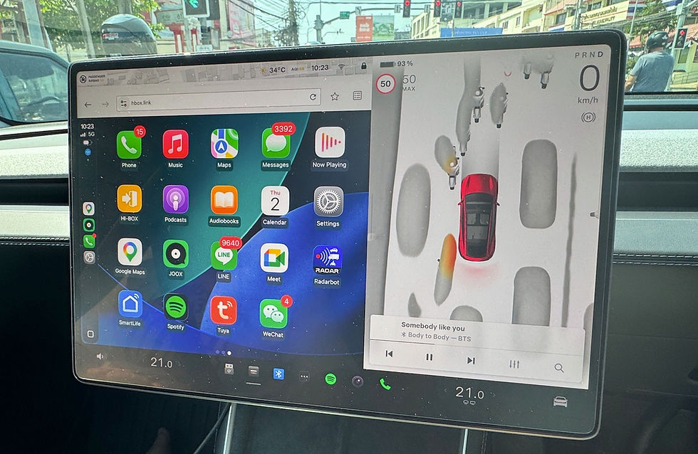 youtube carplay netflix ในรถ tesla