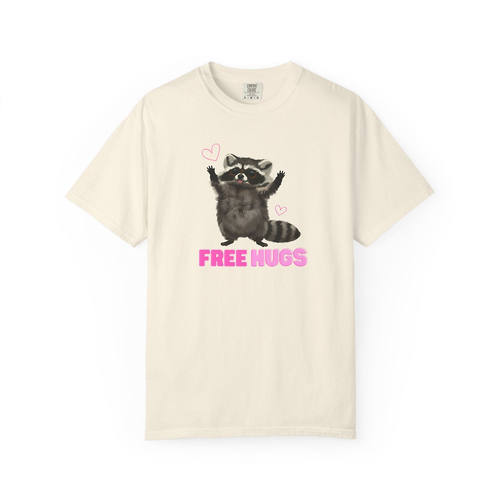 Thumbnail: Raccoon "Free Hugs" T-Shirt | Cute Animal Graphic Tee