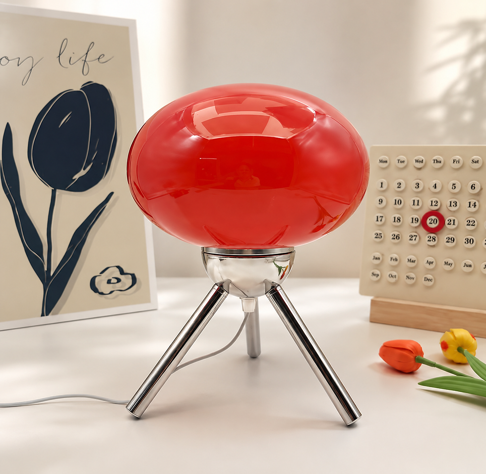Miniatura: Lámpara de Mesa Bauhaus de Cristal con Diseño Hongo y Luz Regulable LED