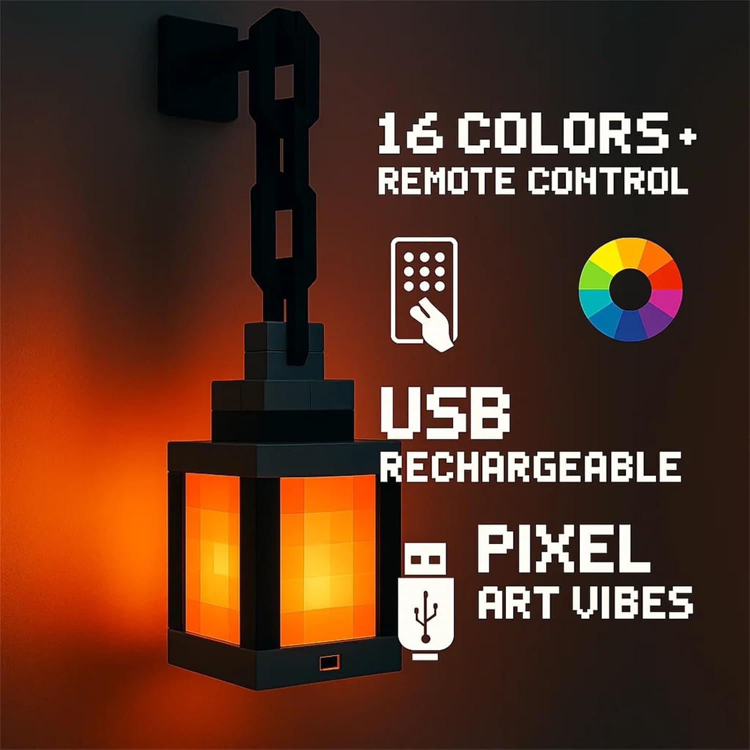 Lámpara Linterna Pixel LED 16 Colores