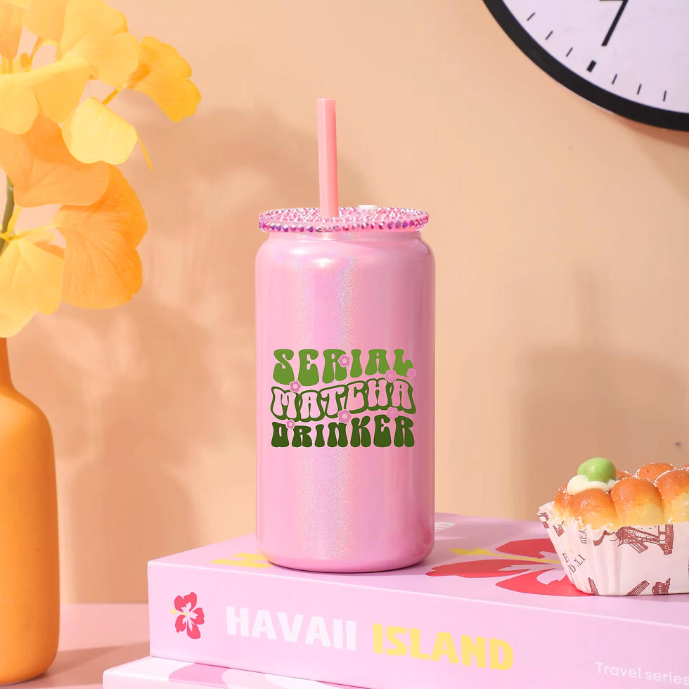 Serial Matcha Drinker Glitter Glass Can