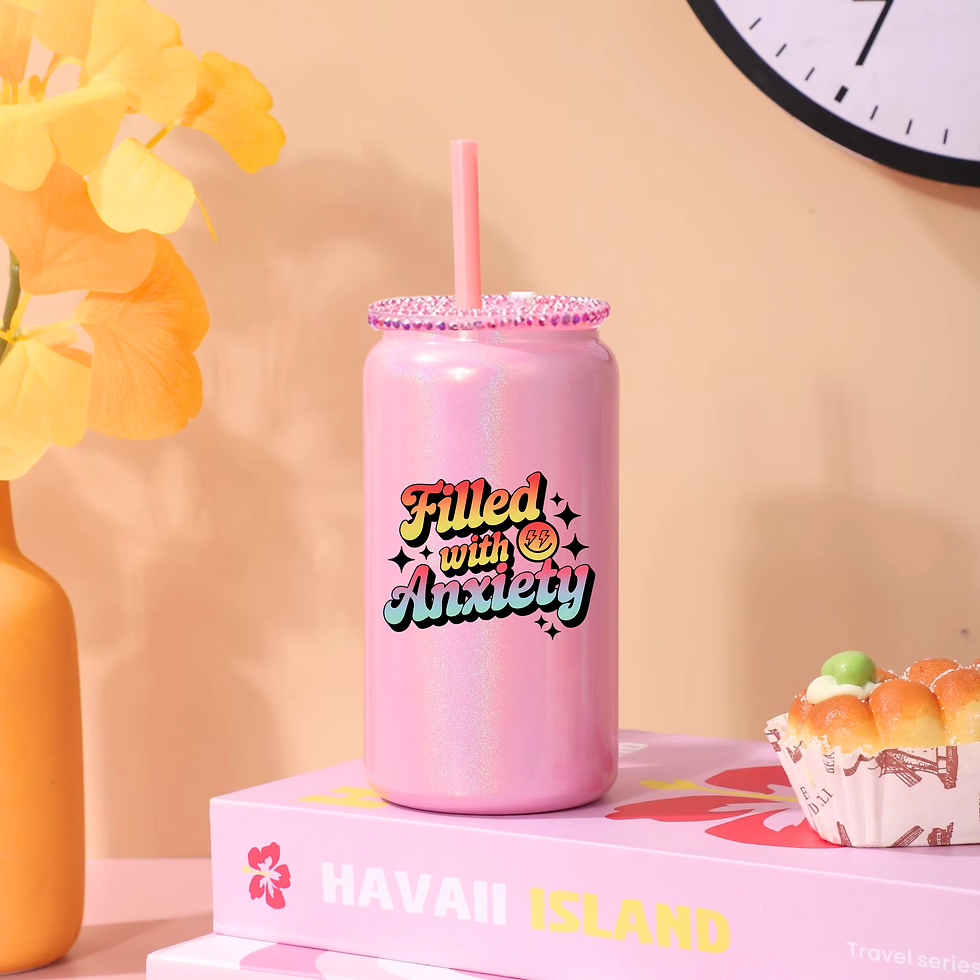 Thumbnail: Filled with Anxiety Glitter Glass Can