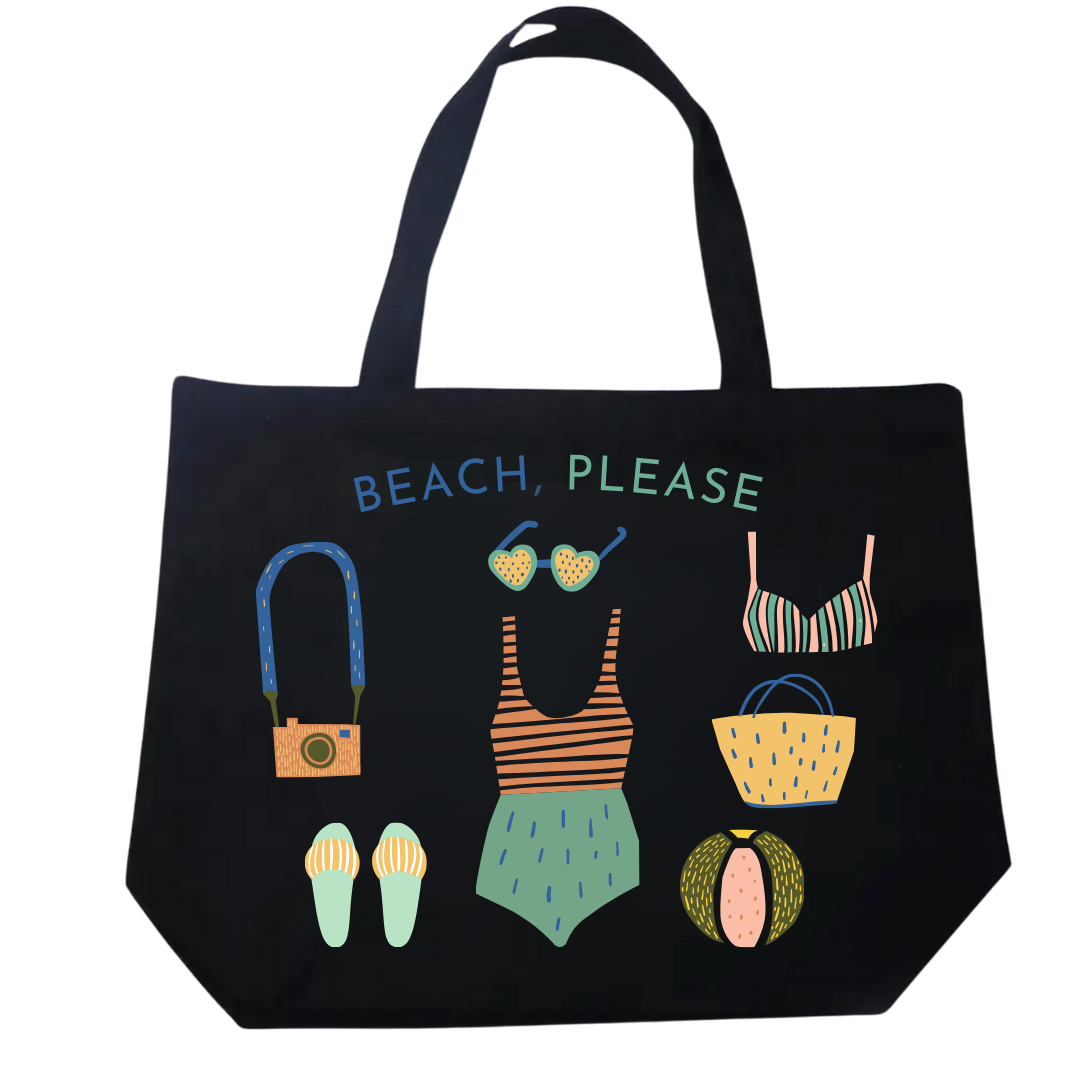 Beach Please Horizontal Tote Bag