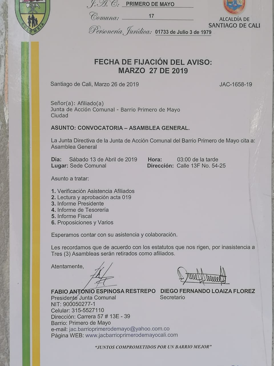 Citación Asamblea