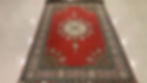 Wool & Silk blend red centre blue edge traditional design