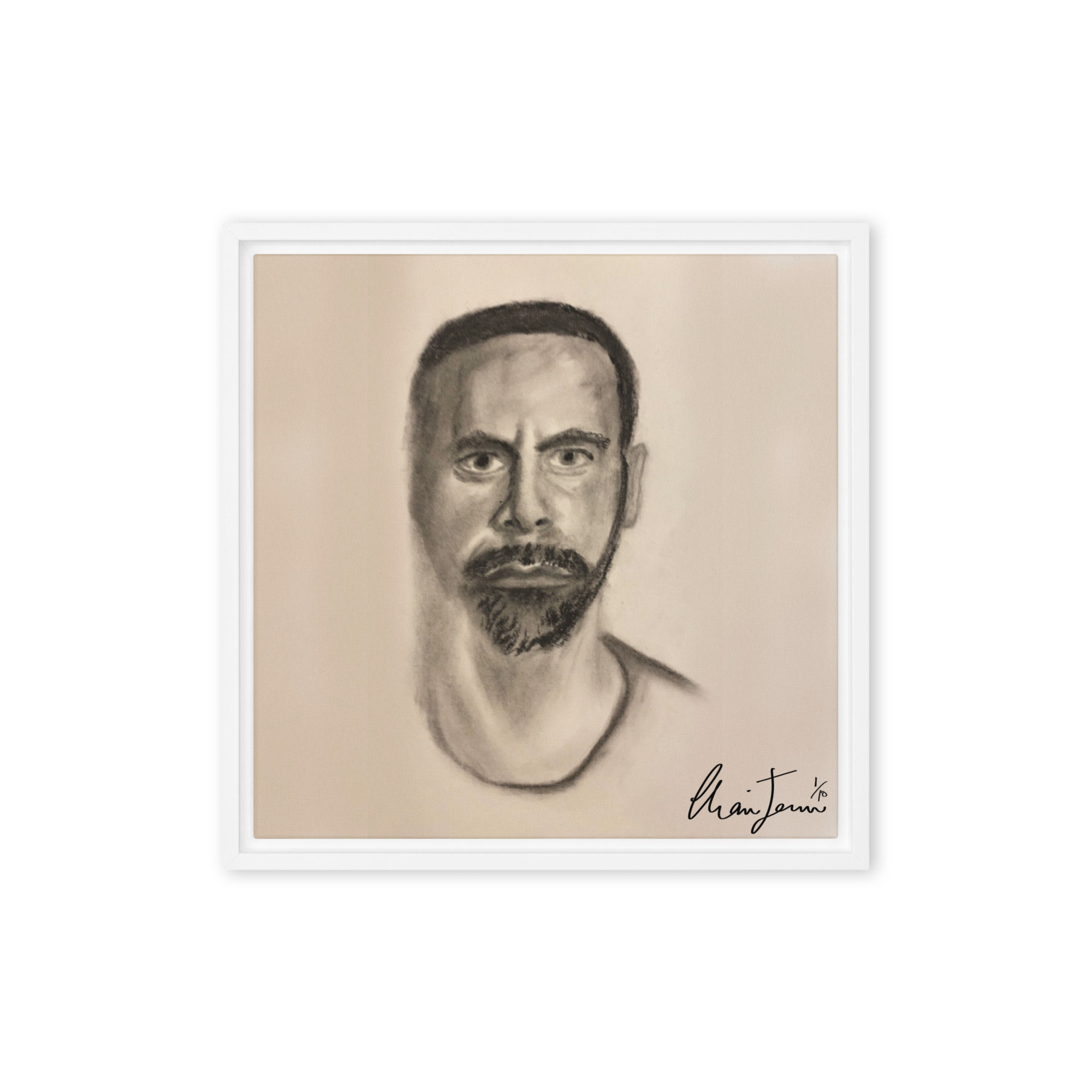 Rio Ferdinand Pencil & Charcoal Portrait Framed Canvas - Limited Edition