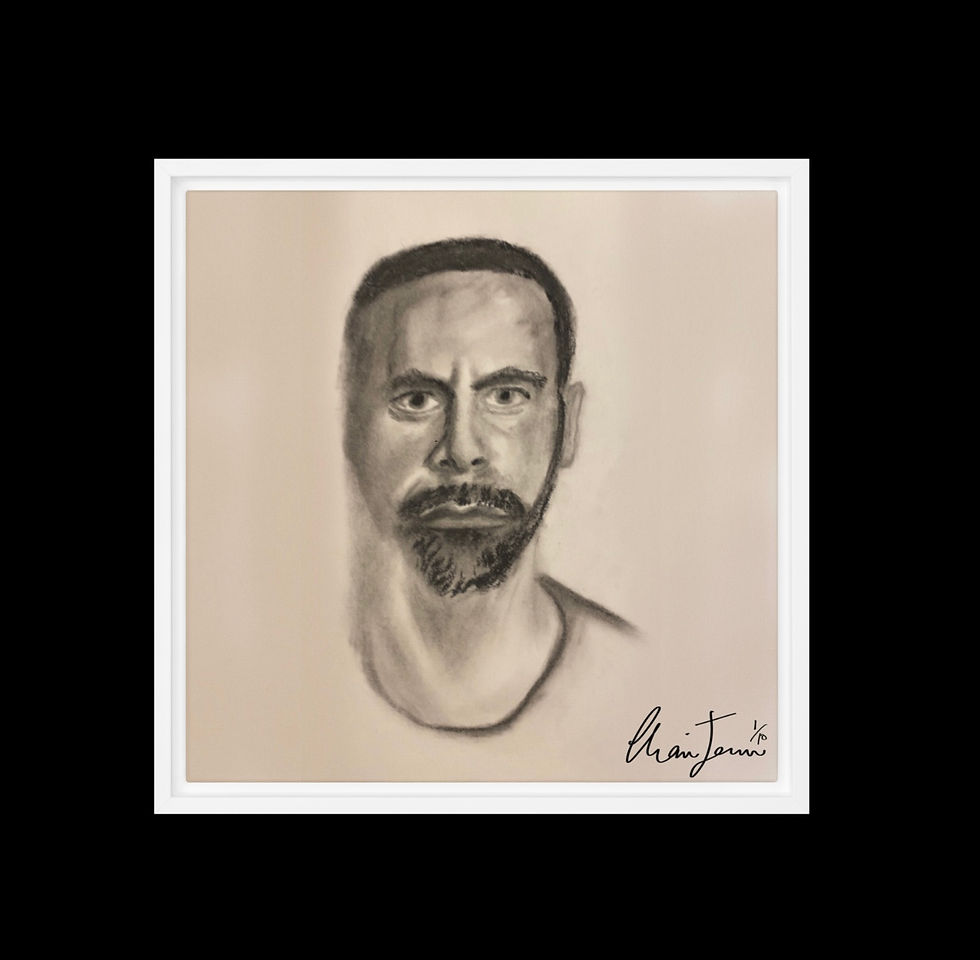Thumbnail: Rio Ferdinand Pencil & Charcoal Portrait Framed Canvas - Limited Edition