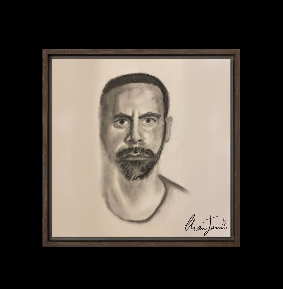 Thumbnail: Rio Ferdinand Pencil & Charcoal Portrait Framed Canvas - Limited Edition