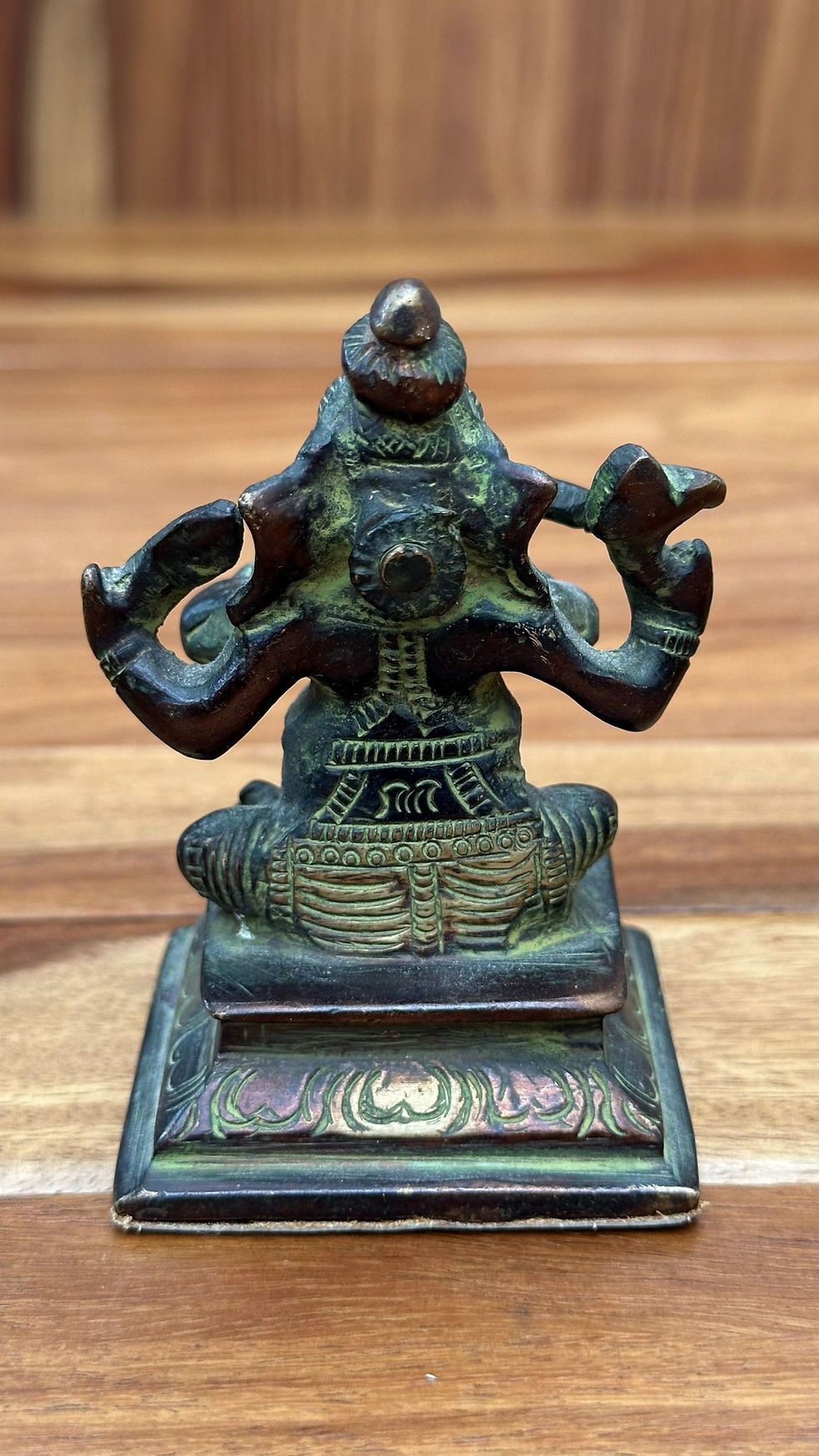 Miniature : Statuette ancienne de Ganesh en bronze patiné – artisanat indien la brocantoise