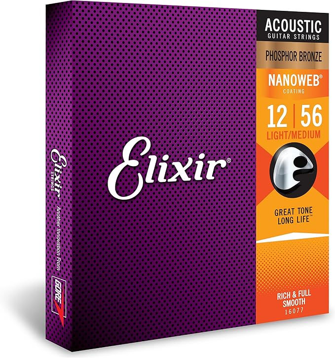 Elixir 16077 Gitarre Guitar Acoustic Akustik Phosphor Bronze NANOWEB (.012-.056)