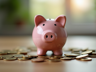 piggy bank with coins