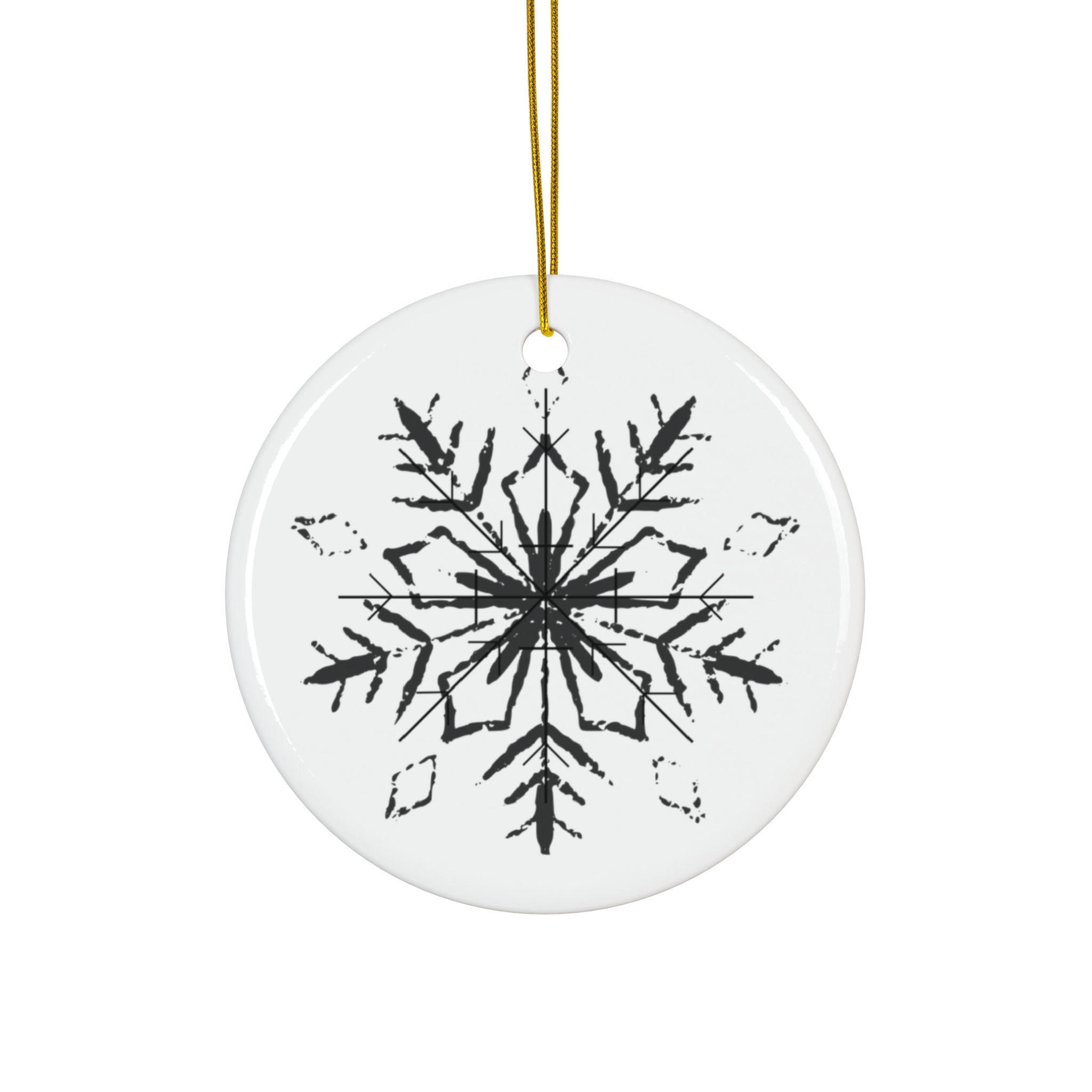 Snowflake Ceramic Ornament — Round or Snowflake -Shaped Holiday Tree Decoration
