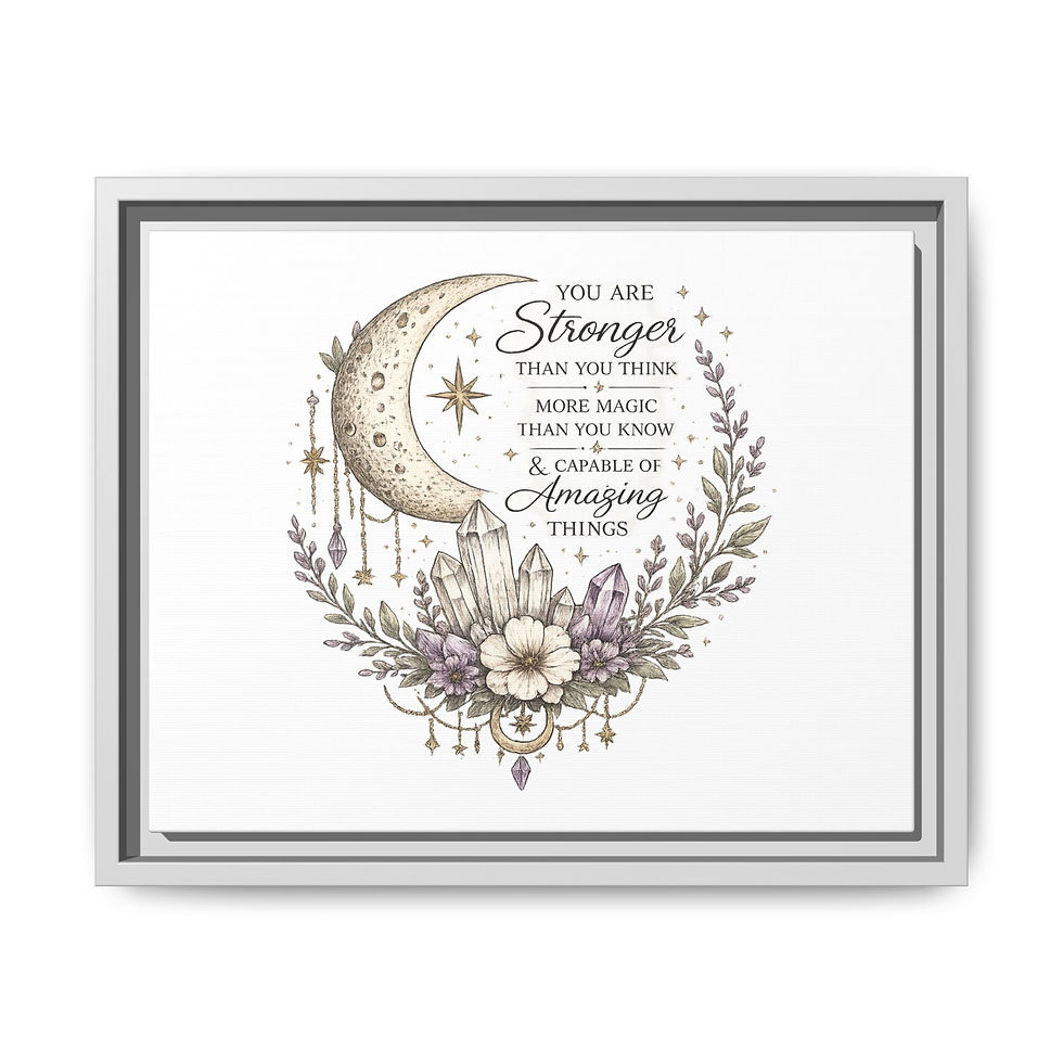 Thumbnail: You Are Stronger Moon Floral Print Matte Canvas, Framed
