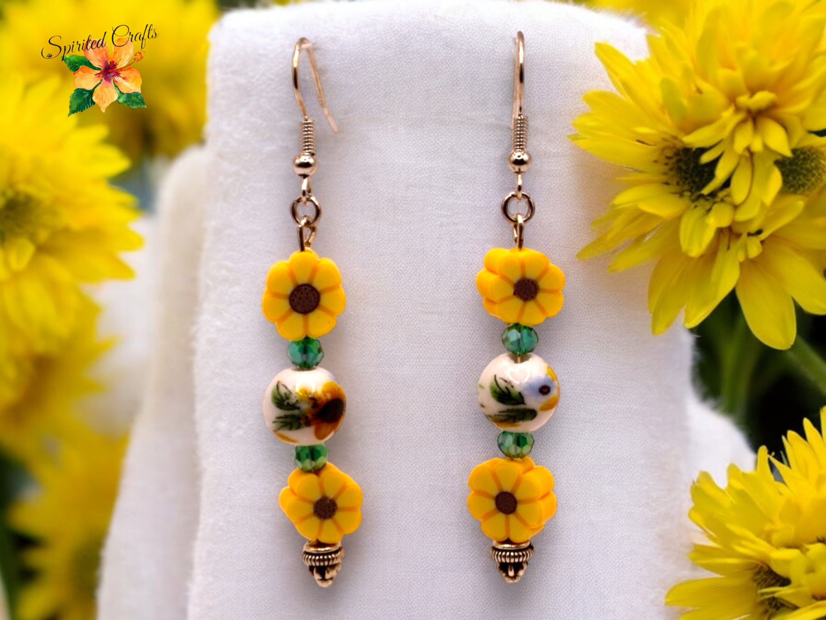 Sunflower Bead Earrings