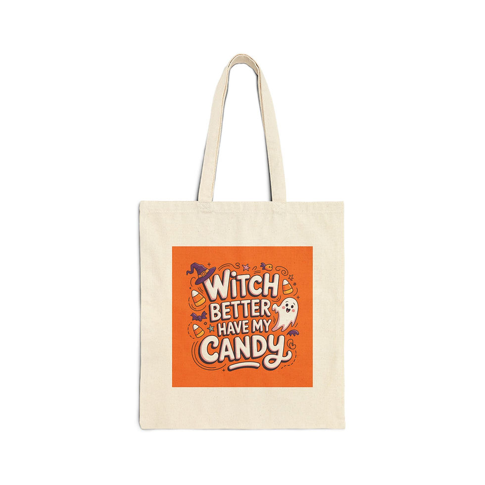 Halloween Witch Candy Tote Bag, Trick or Treat Bag, Reusable Shopping Bag