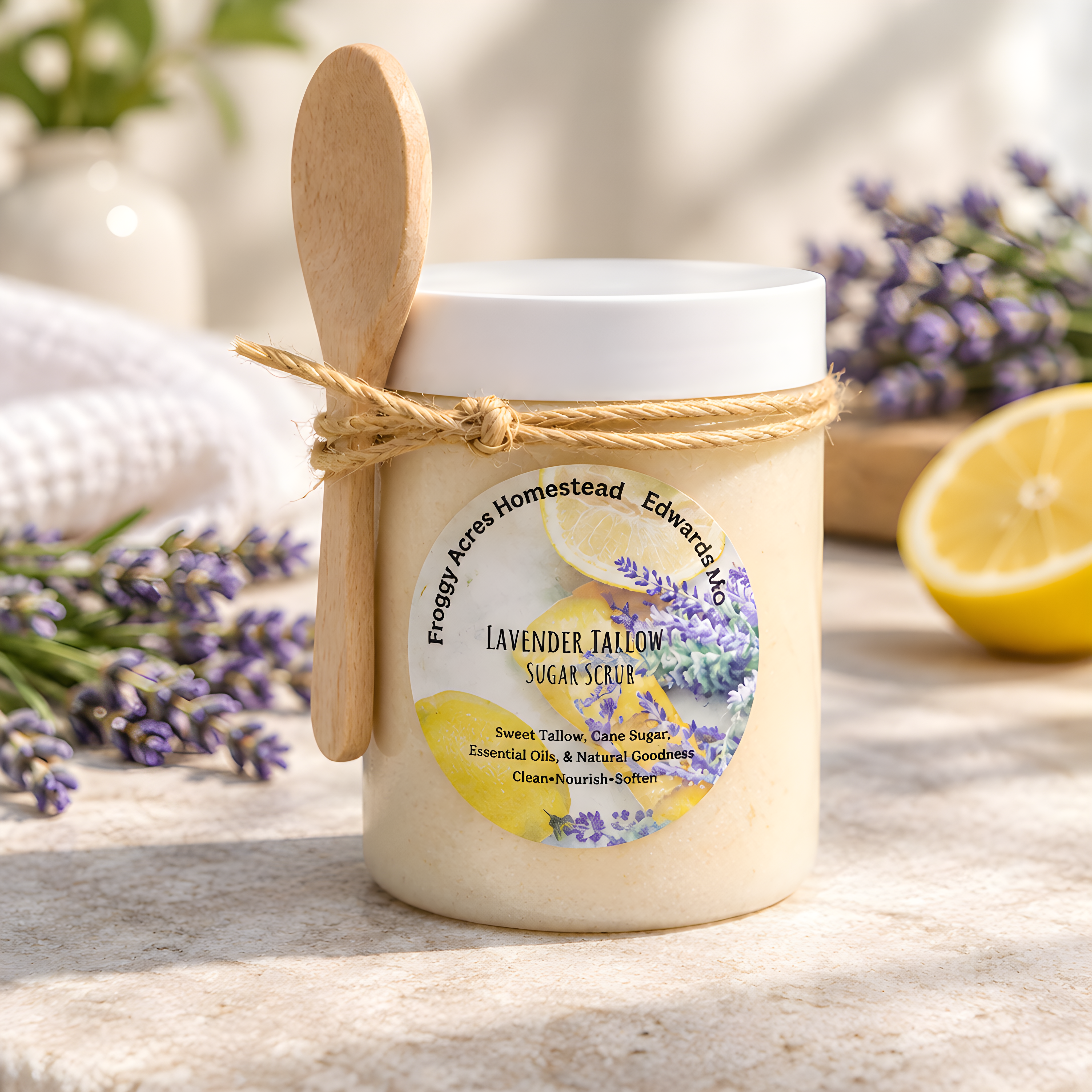 Lemon Lavender Tallow Sugar Scrub