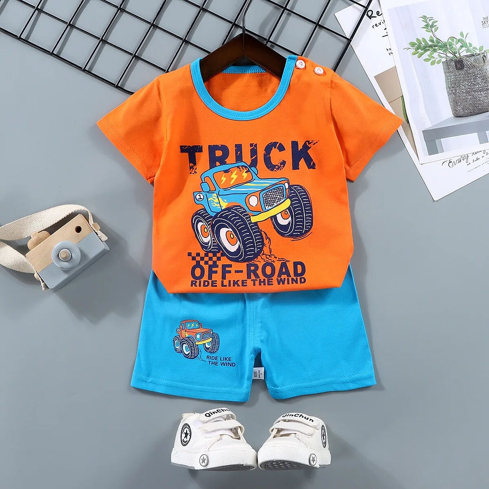Thumbnail: Fashion Kids Clothes Sets - Top & Shorts 2PCS 100% Cotton 