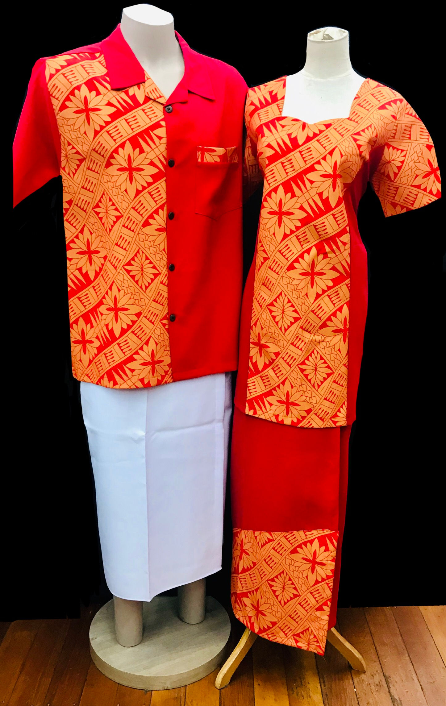 Red & Gold Not-Stretch Pair & Aloha