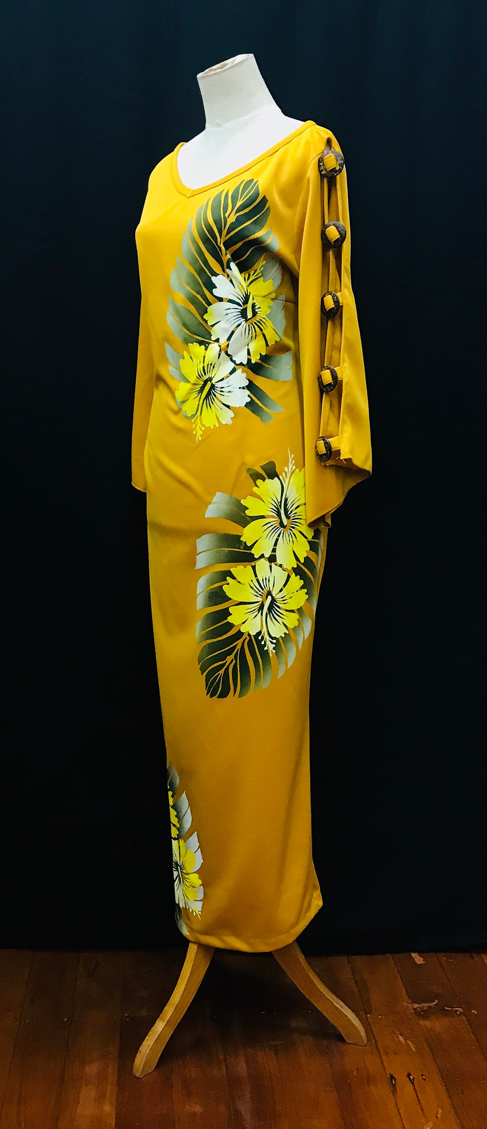 縮圖：Dark Yellow Hand Print Style Dress