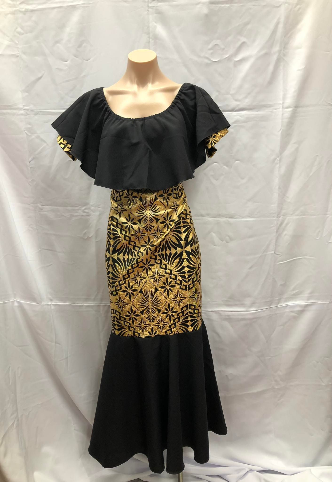 Gold & Black Stretch Mermaid Dress