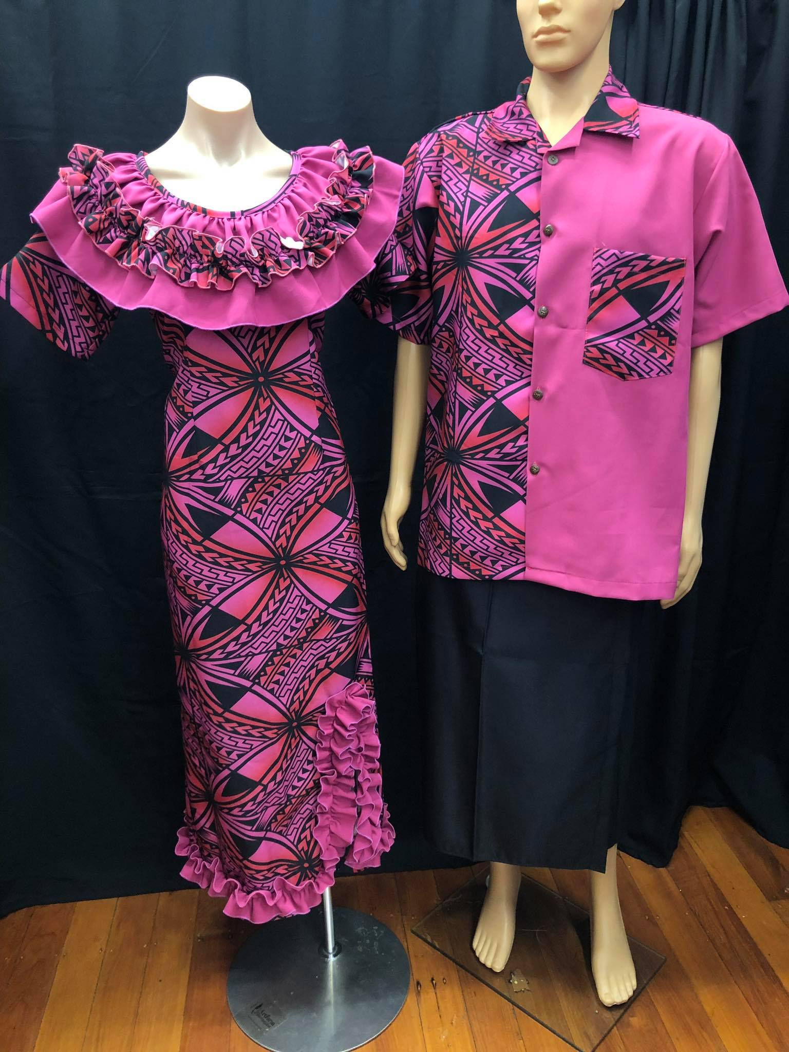 Pink & Black Not-Stretch Combo Dress & Aloha