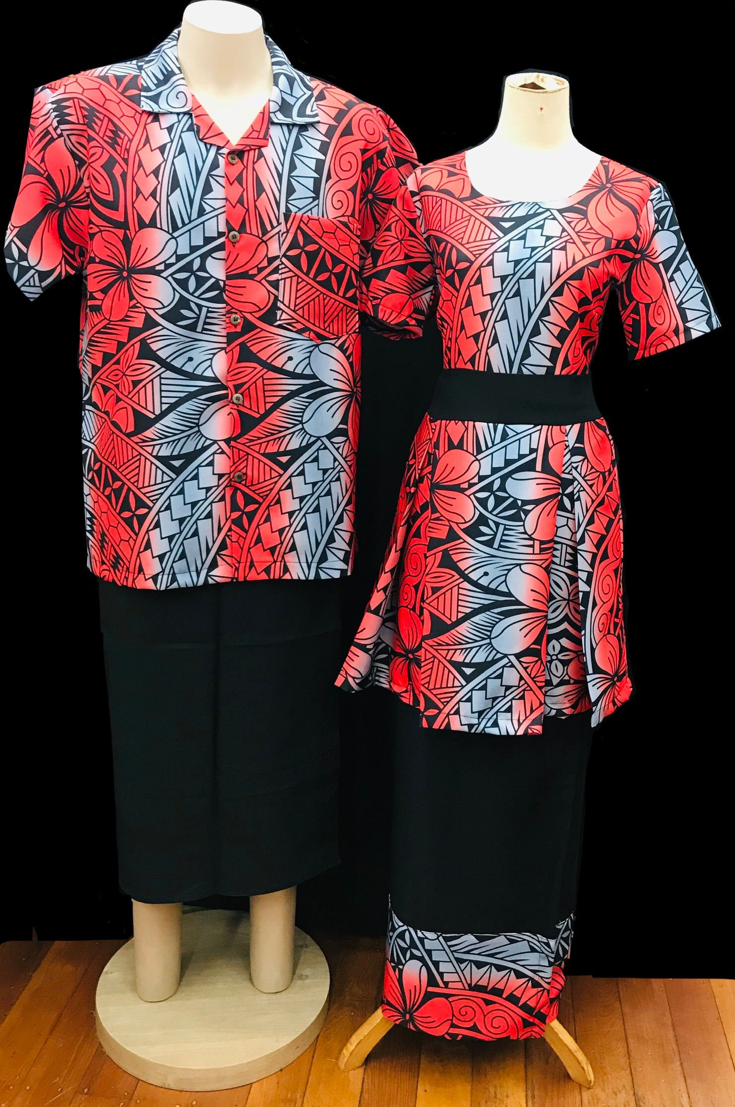 Red & Grey Not-Stretch Pair & Aloha