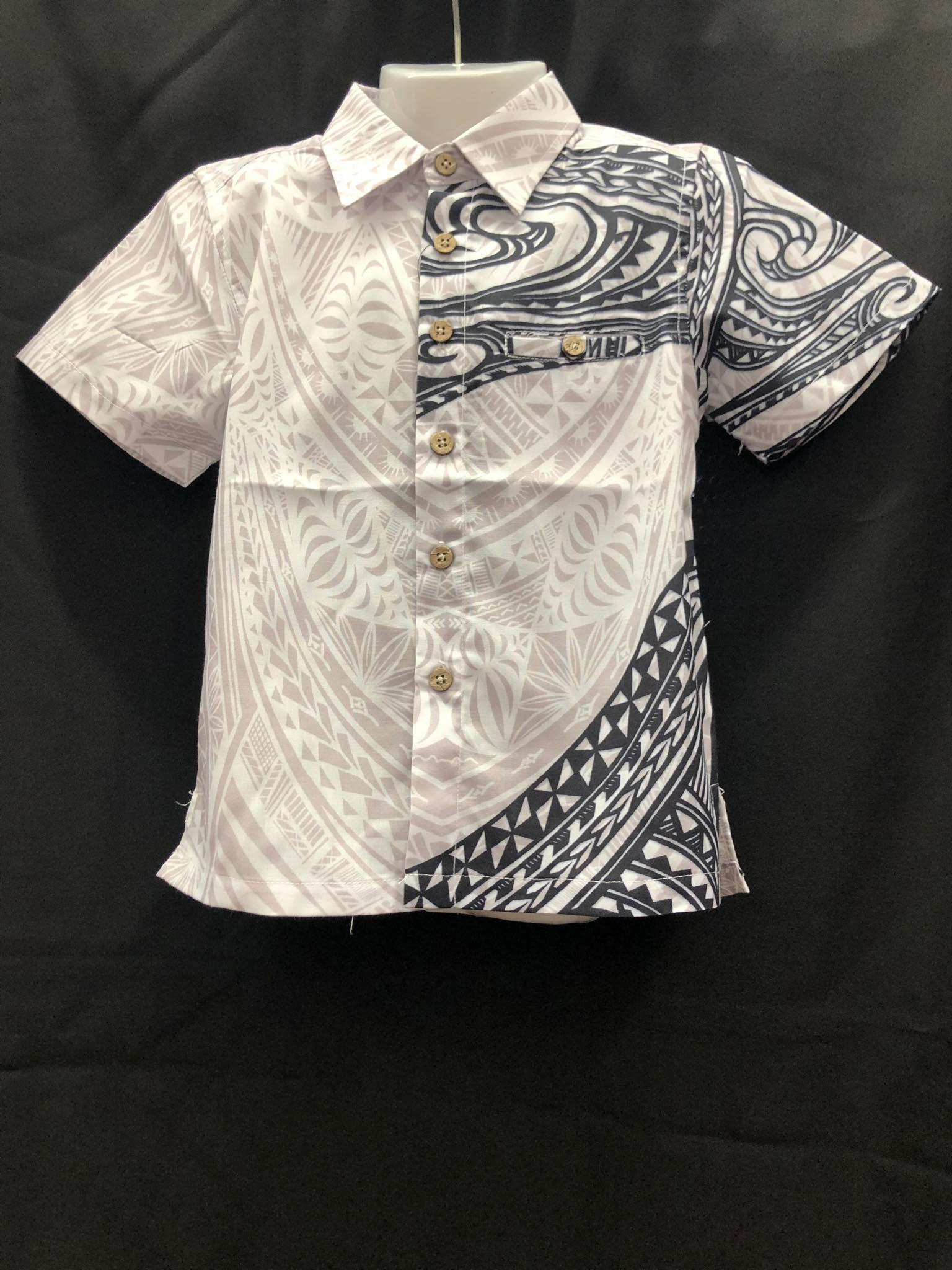 Cream Texture Kid Aloha Shirt