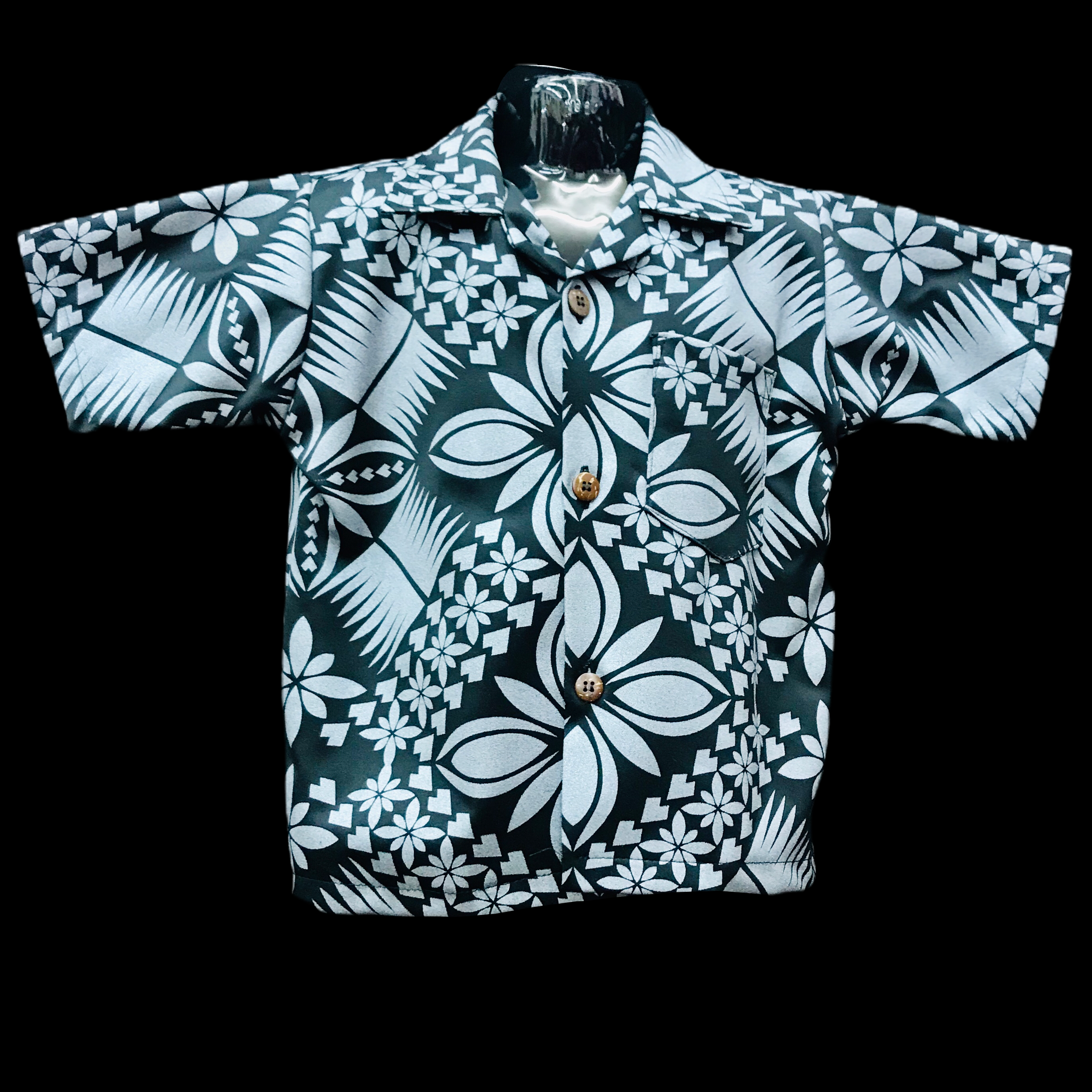 Silver & Black Texture Kid Aloha Shirt