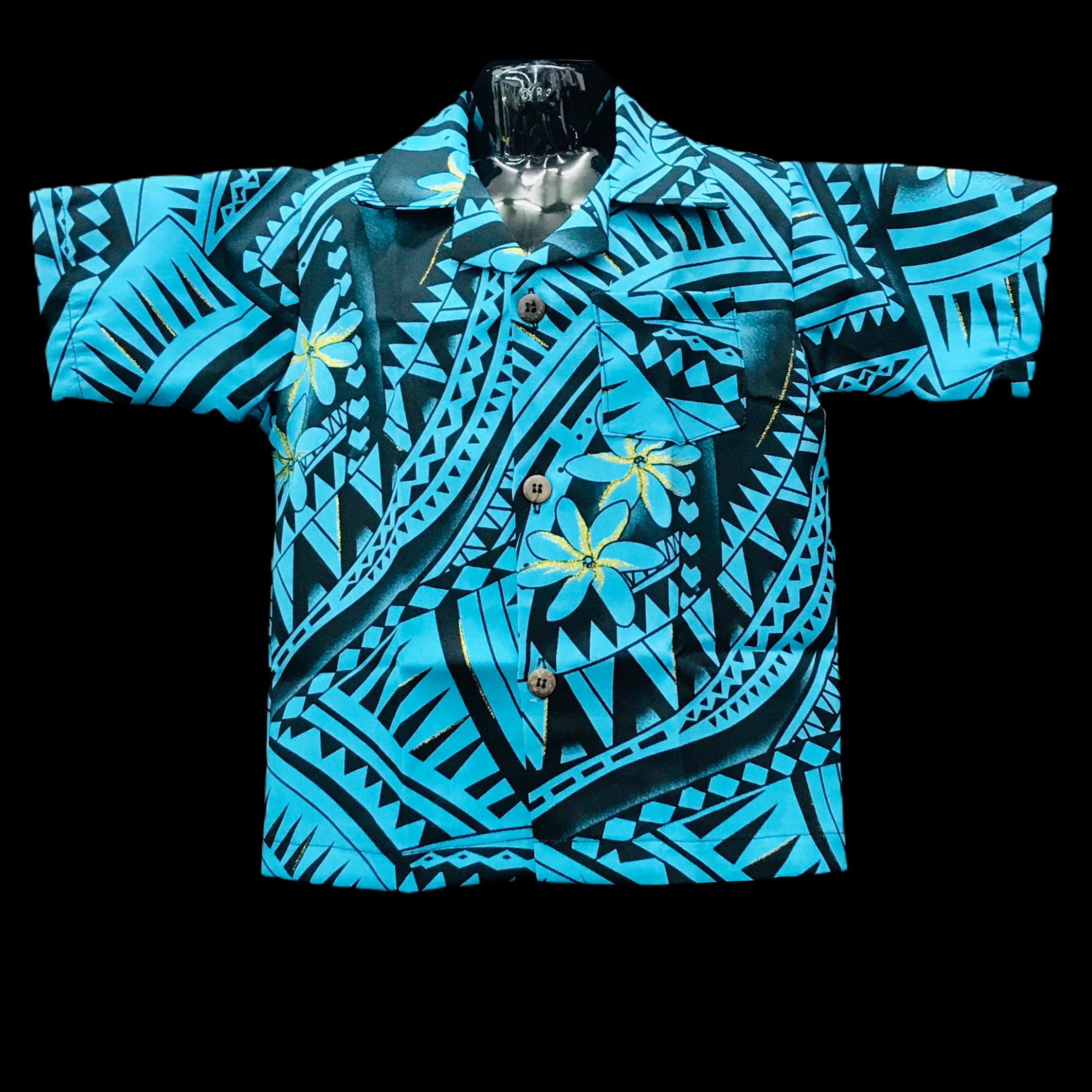 Sky Blue Texture Kid Aloha Shirt