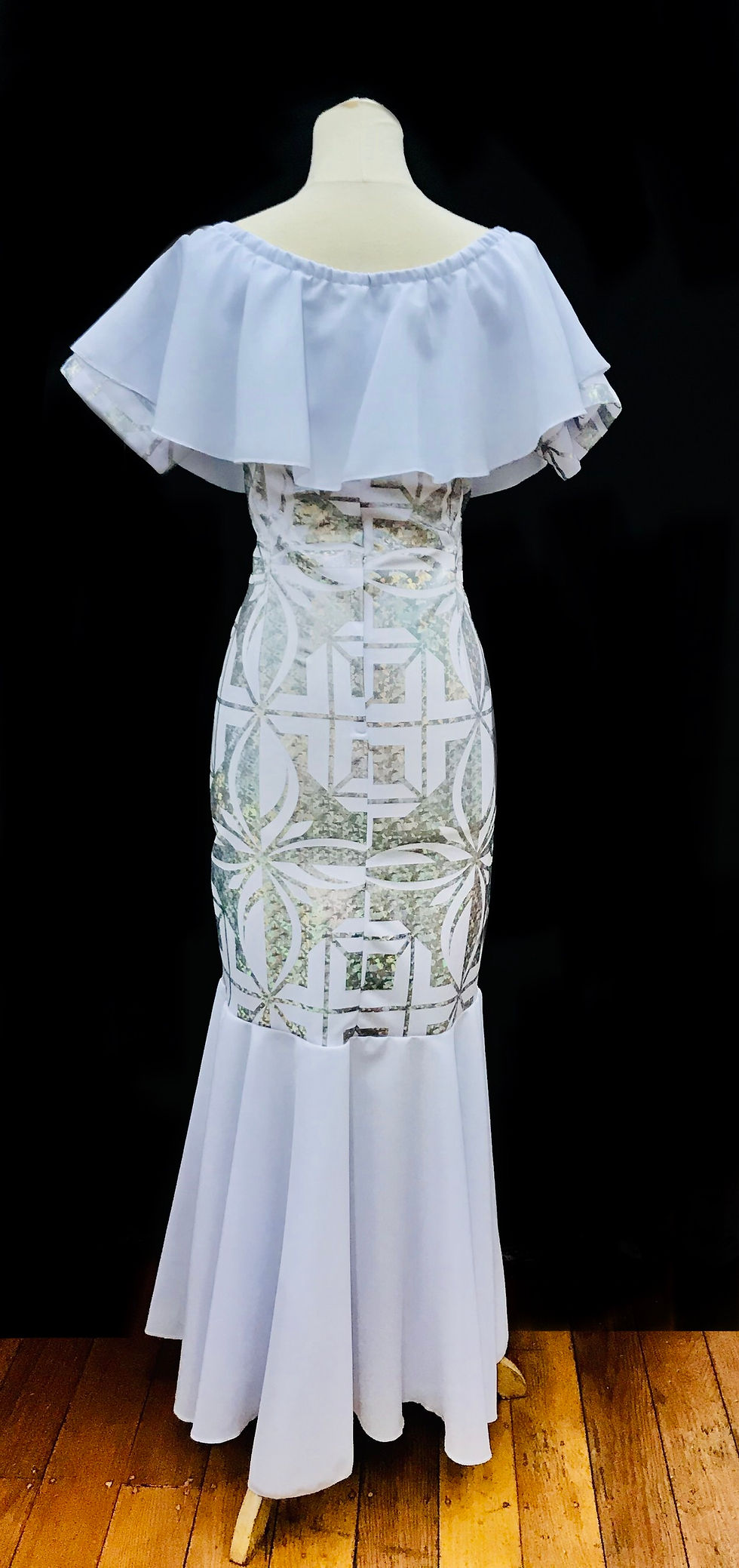 Thumbnail: White & Silver Stretch Mermaid Dress