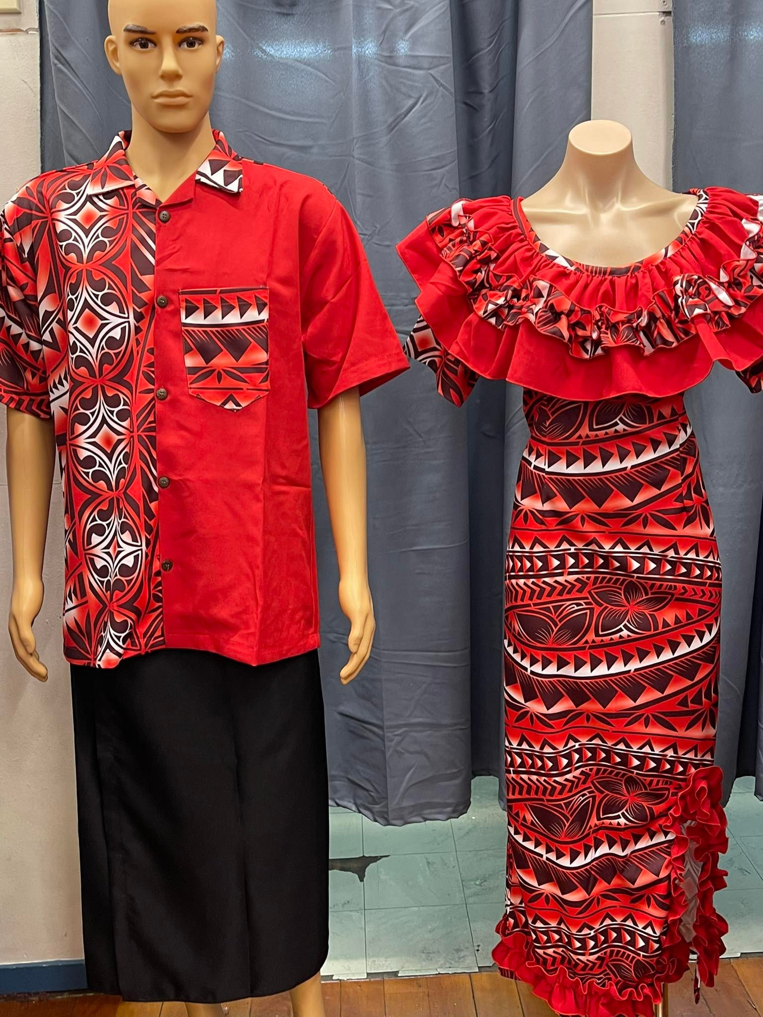Red Stretch Combo Dress & Aloha