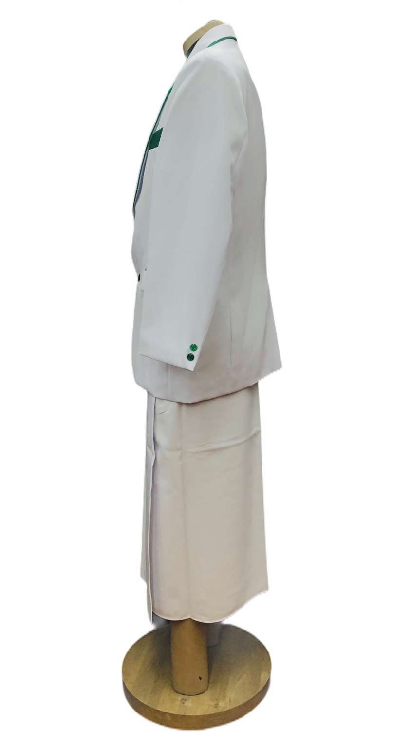 Thumbnail: Suit Collar - White with Green piping 