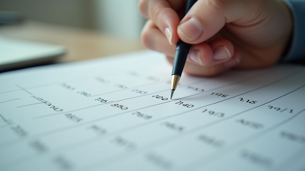 Eye-level view of a calendar with marked dates