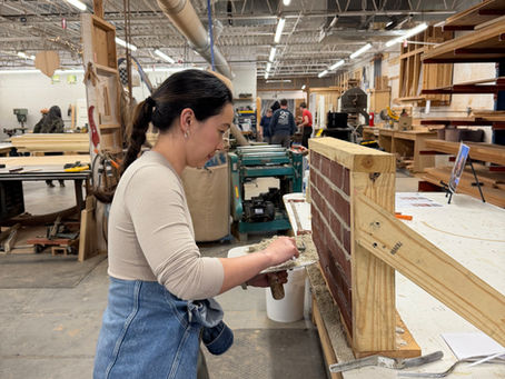 Rolanda of TLC Supply in Braintree, learning the art of historic brick preservation during a recent workshop in Providence, RI