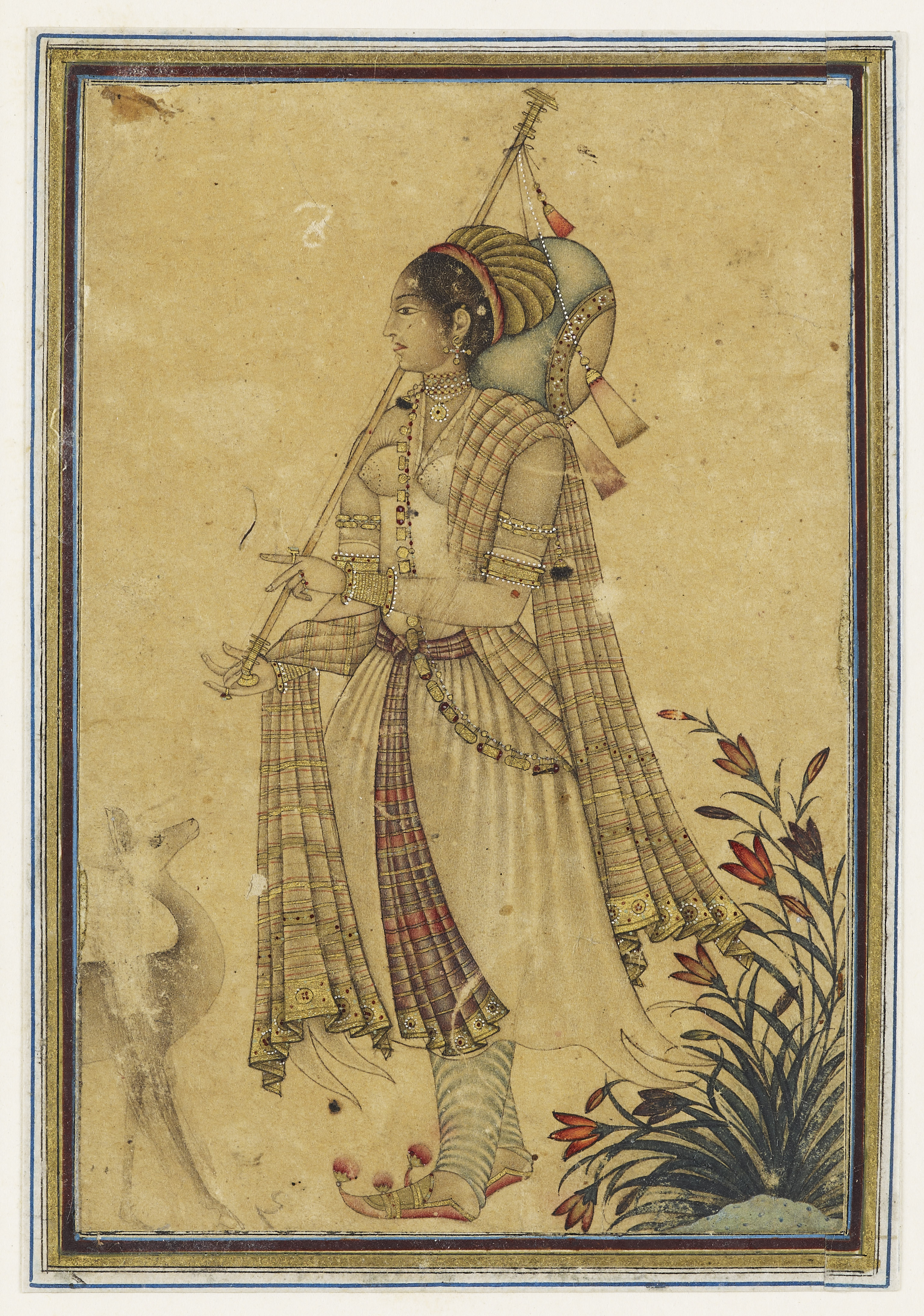 Woman Playing a Tambur while Singing