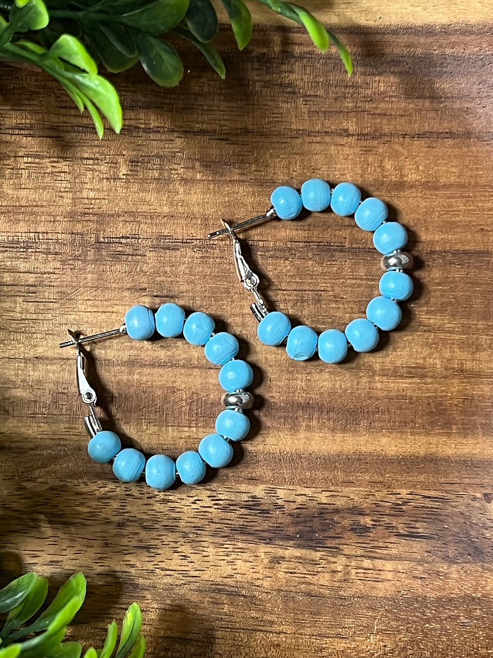 Blue Wood Hoops