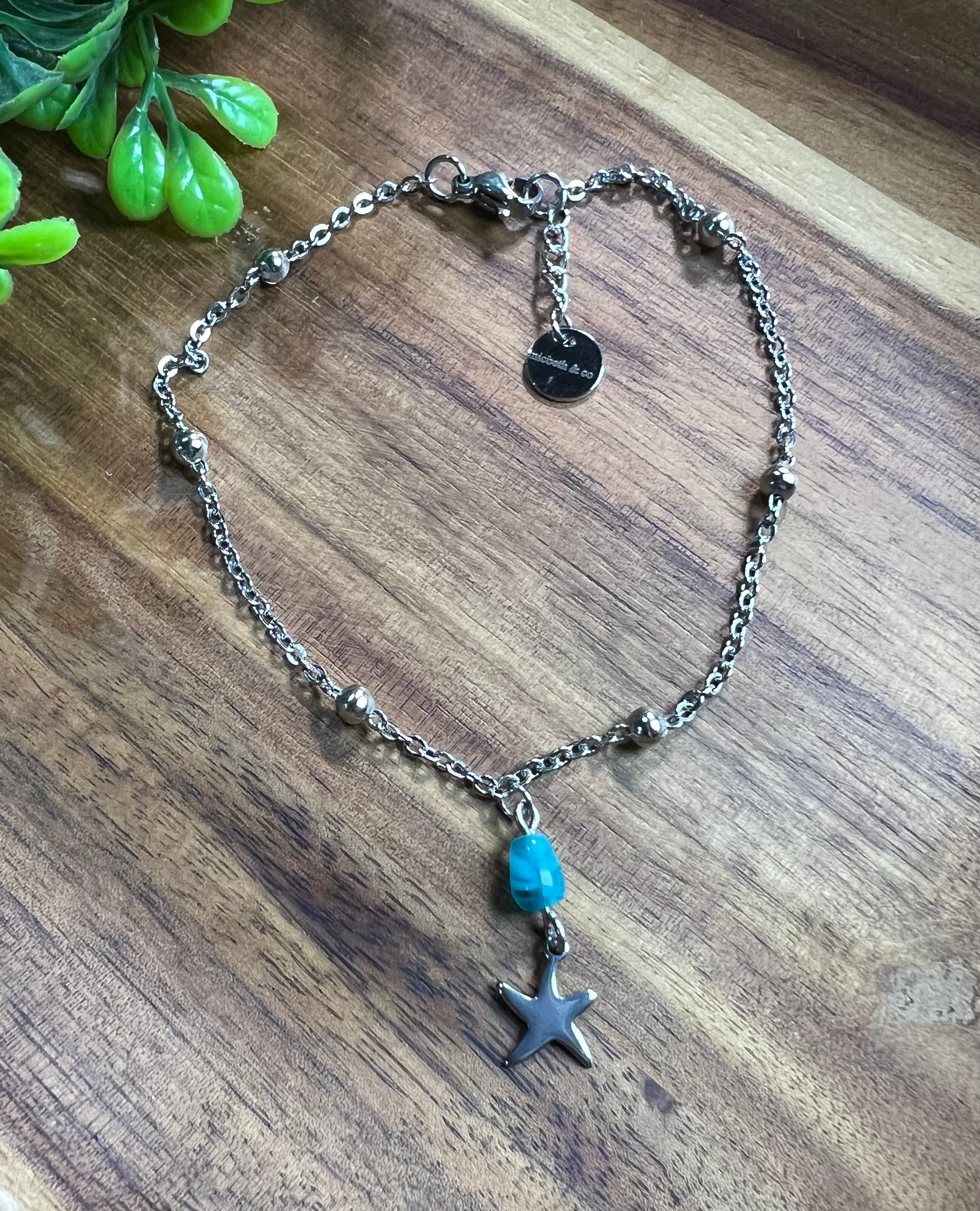 Teal Starfish Anklet
