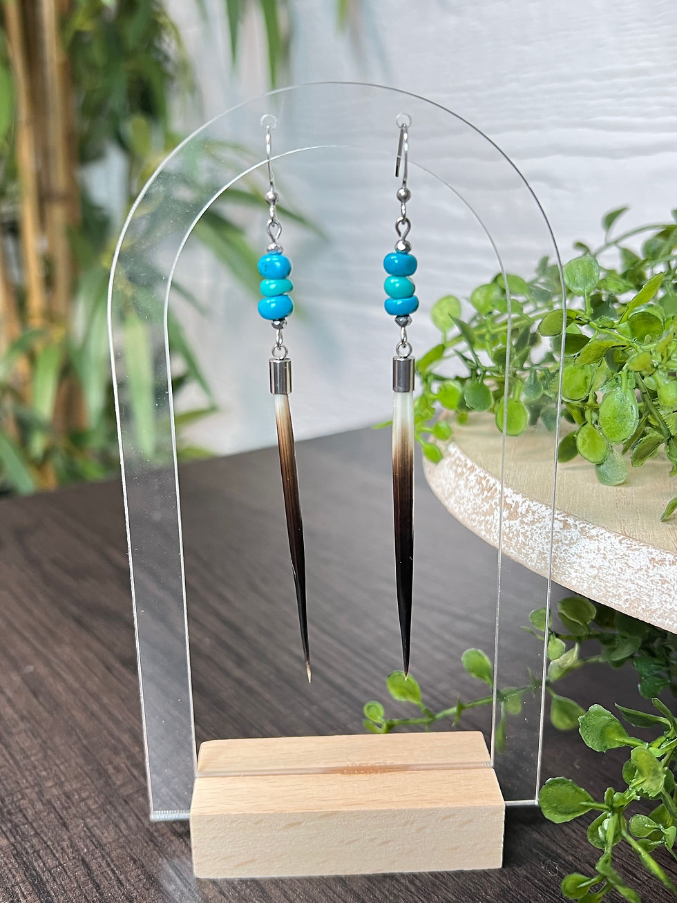 Thumbnail: Turquoise Nugget Porcupine Quill Earrings