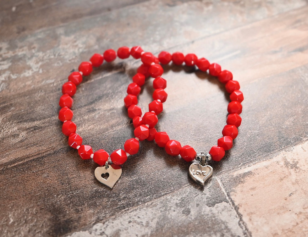 Red love heart bracelets