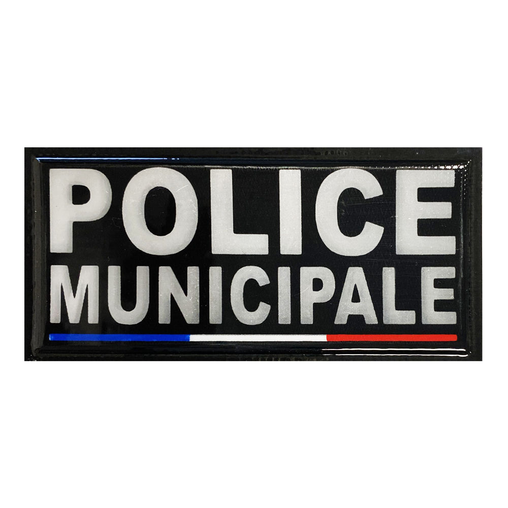 BADGE POLICE MUNICIPALE REFLEXITE - 100x50MM AVEC VELCRO