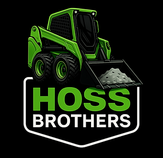 Hoss Brothers company logo featuring skid steer in neon green