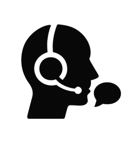 Customer service icon showing person with headset, representing client support