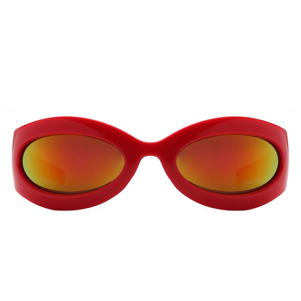 Thumbnail: Albion - Retro Oval Wrap Around Round Sunglasses