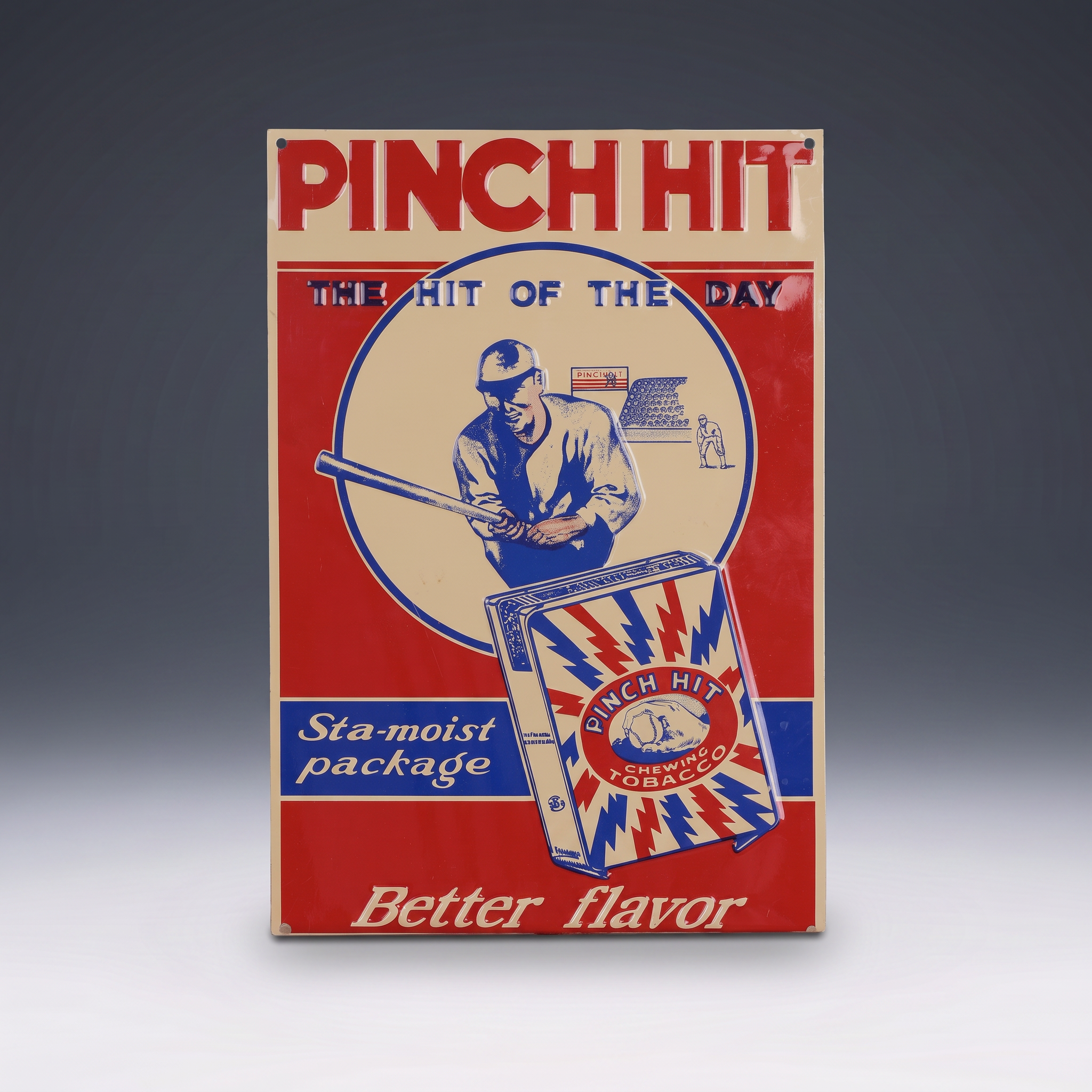 Lot 54: Pinch Hit Chewing Tobacco Reproduction Metal Sign