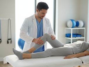 Physical therapist helping patient